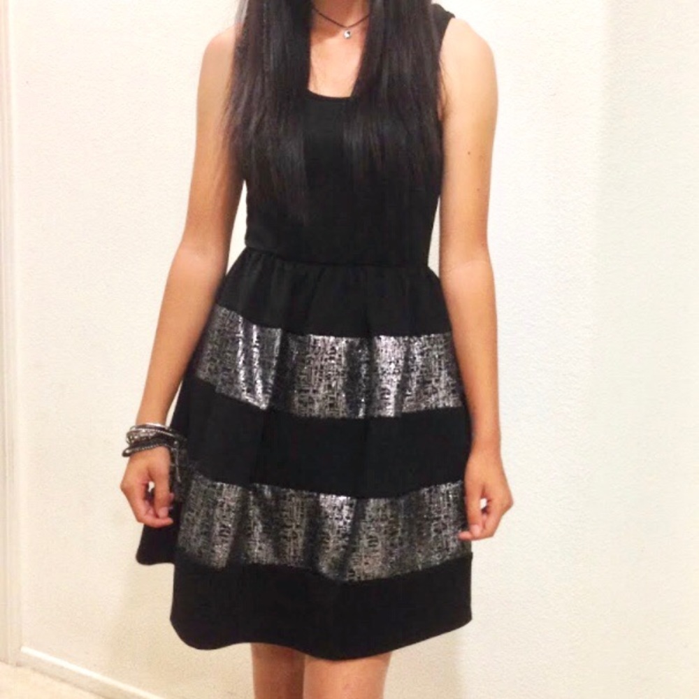Black and Silver Skater Style Dress